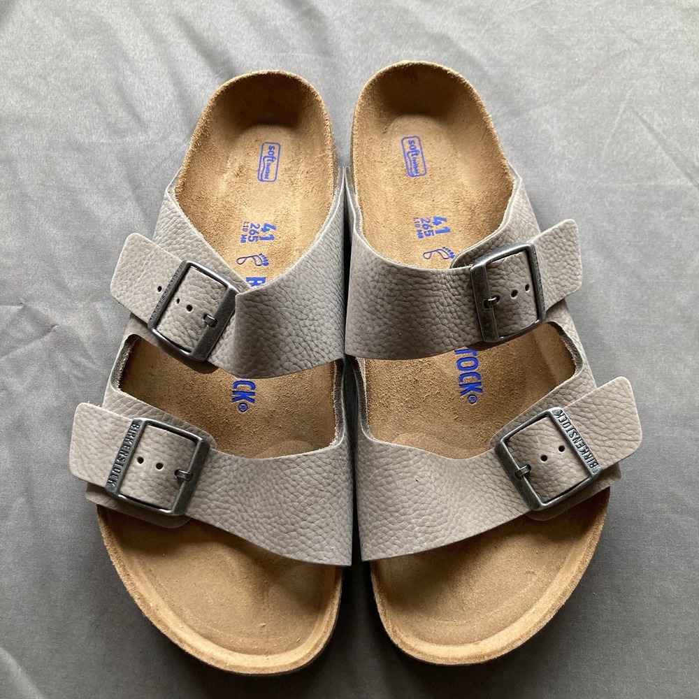 Birkenstock Arizona Soft Footbed Nubuck Leather Unisex Sandal Gray 41